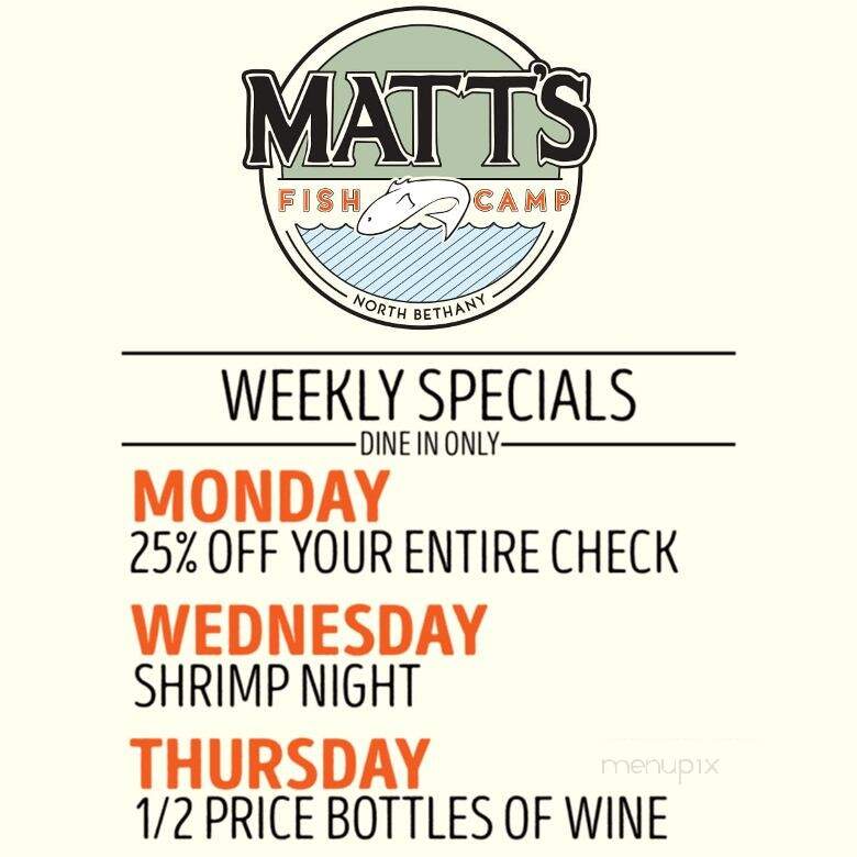 Matt's Fish Camp - Bethany Beach, DE menu_pic