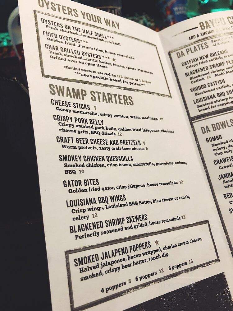 SwampWater Grill & Smokehouse - Cincinnati, OH menu_pic