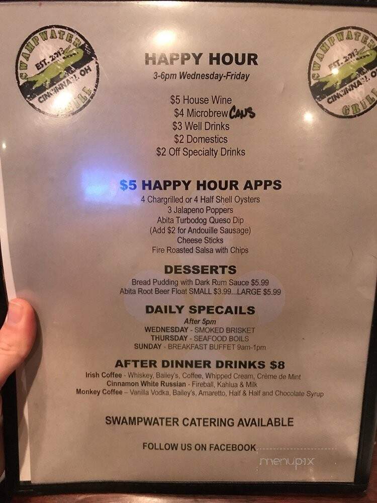 SwampWater Grill & Smokehouse - Cincinnati, OH menu_pic