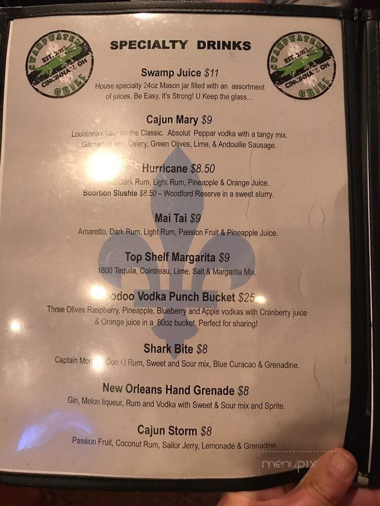 SwampWater Grill & Smokehouse - Cincinnati, OH menu_pic