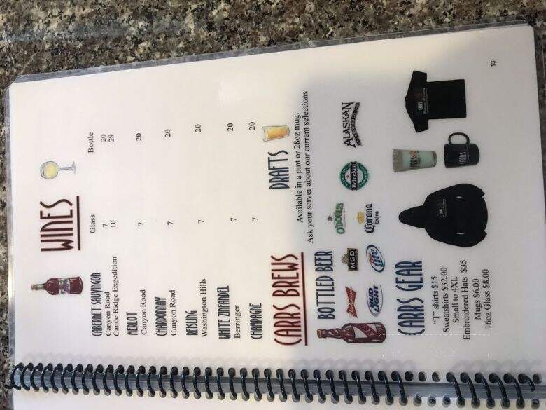 Carrs Restaurant - Lakewood, WA menu_pic
