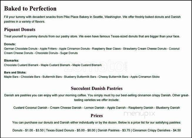 Pike Place Bakery - Renton, WA menu_pic