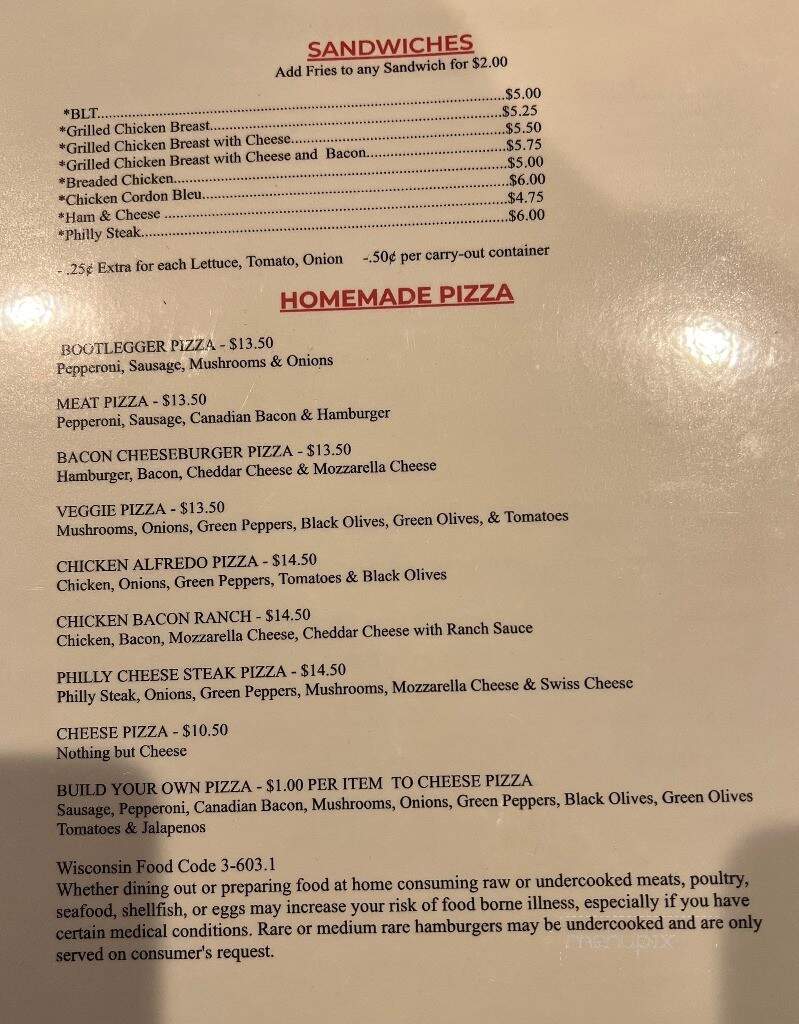MO’s Bootleggers - Highland, WI menu_pic