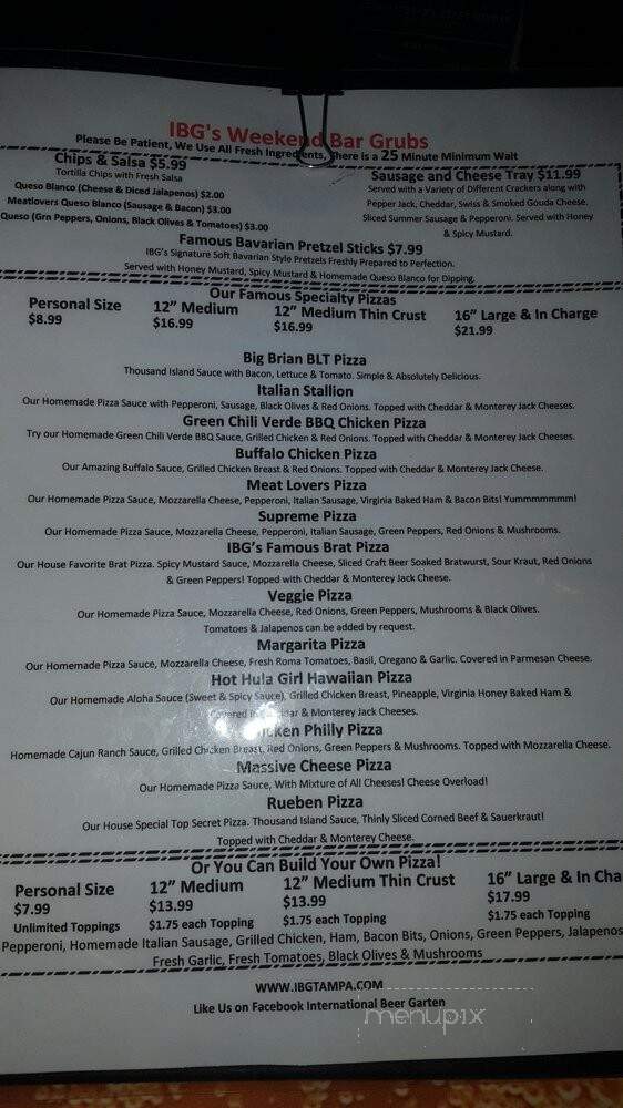 International Beer Garten - Lutz, FL menu_pic