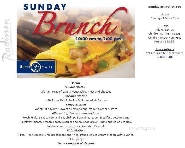 360 at the Radisson Hotel Cincinnati Riverfront - Covington, KY menu_pic
