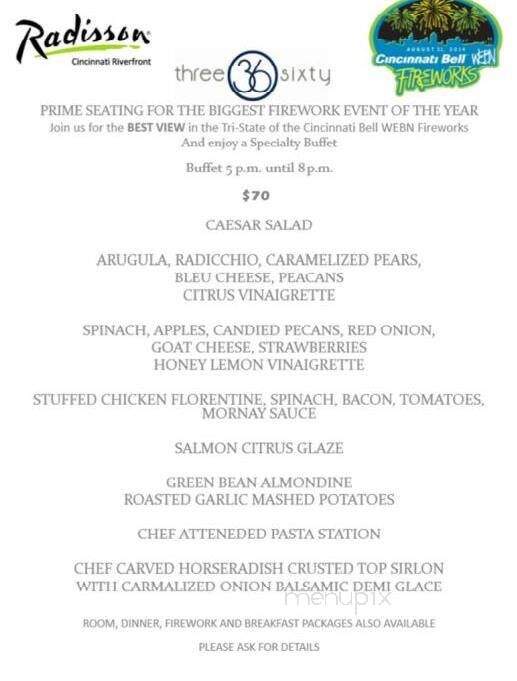 360 at the Radisson Hotel Cincinnati Riverfront - Covington, KY menu_pic
