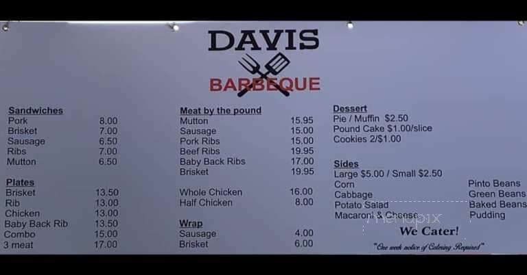 Davis Grocery Bar-B-Q - Taylor, TX menu_pic