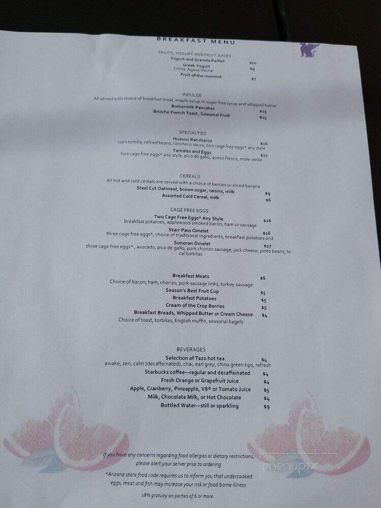 Signature Grill - Tucson, AZ menu_pic