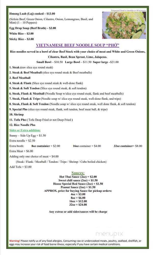 Lor's Market & Vietnamese Restaurant - Stevens Point, WI menu_pic
