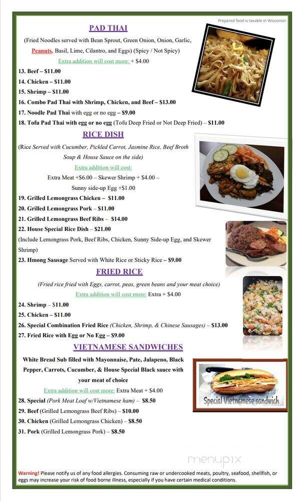 Lor's Market & Vietnamese Restaurant - Stevens Point, WI menu_pic