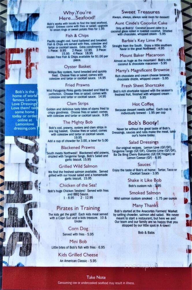 Bob's Chowder Bar & BBQ Salmon - Anacortes, WA menu_pic