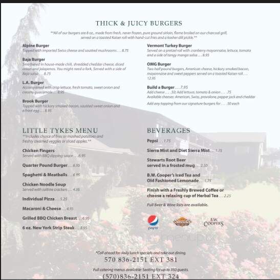 Bogey's at Shadowbrook - Tunkhannock, PA menu_pic