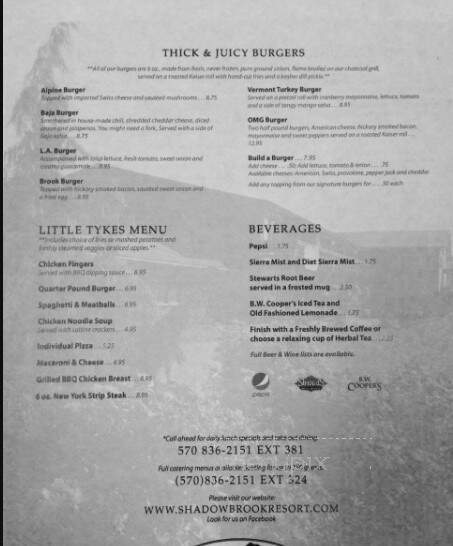 Bogey's at Shadowbrook - Tunkhannock, PA menu_pic
