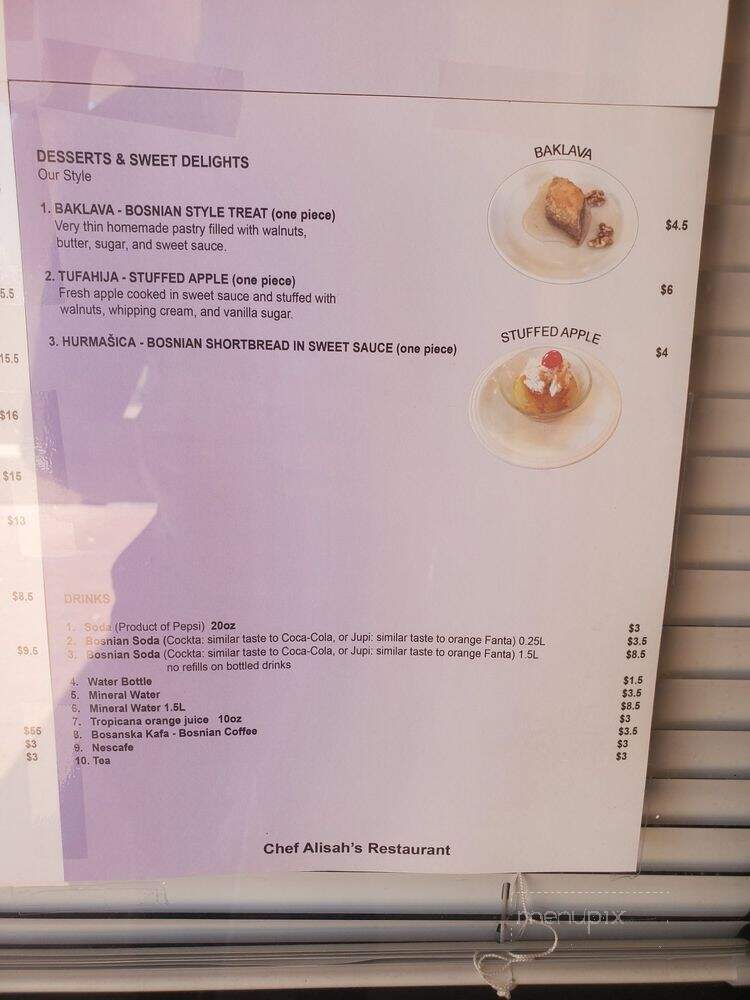 Chef Alisah's Restaurant - Tucson, AZ menu_pic