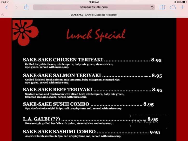 Sake Sake - Sunland, CA menu_pic