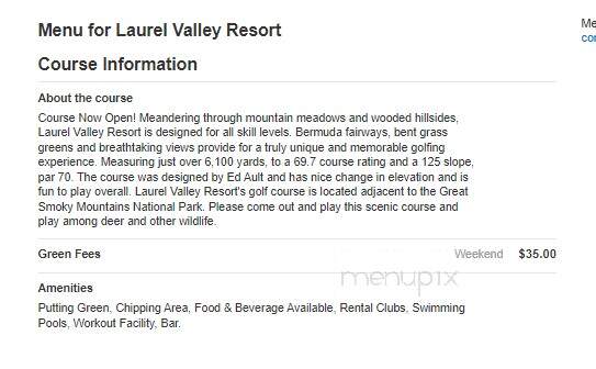 Laurel Valley Restaurant - Townsend, TN menu_pic