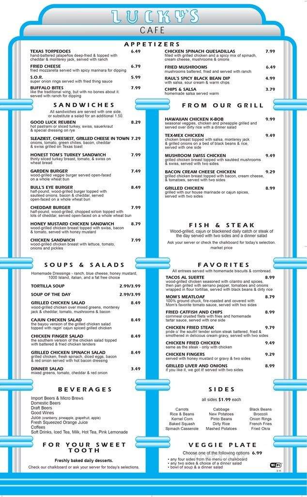 Lucky's Cafe - Dallas, TX menu_pic