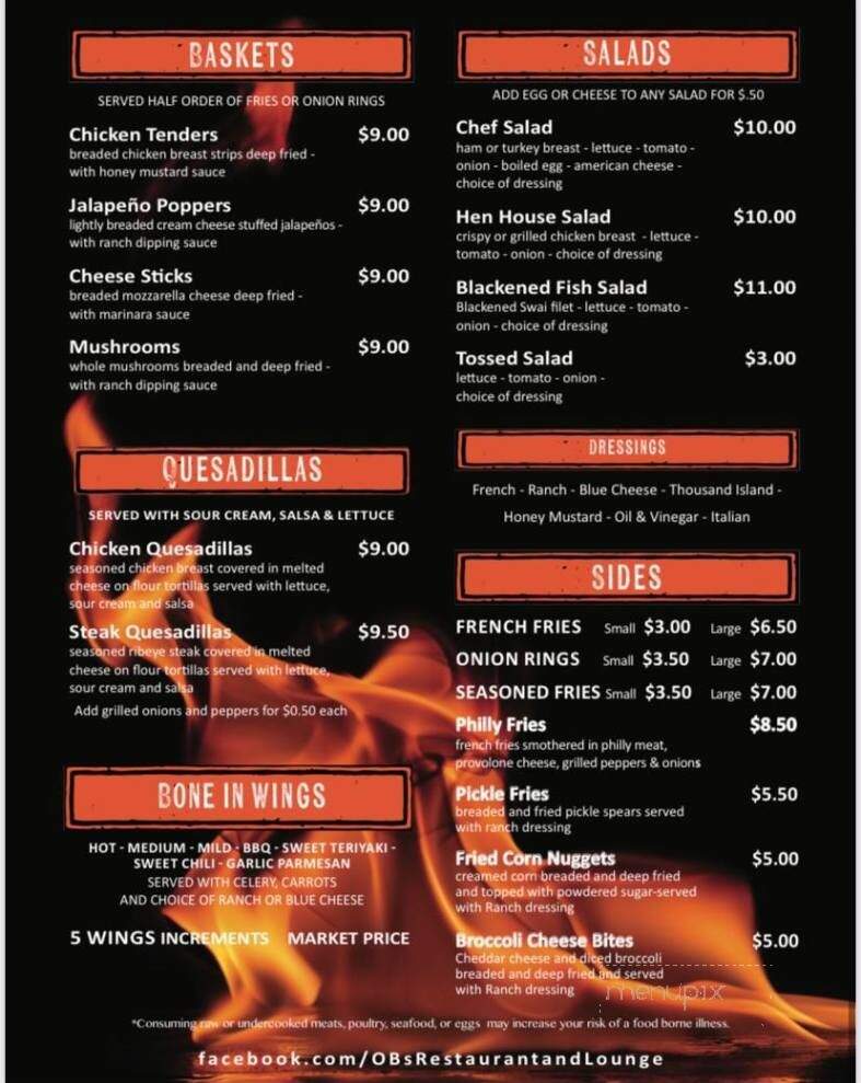 O B's Restaurant & Lounge - Deland, FL menu_pic