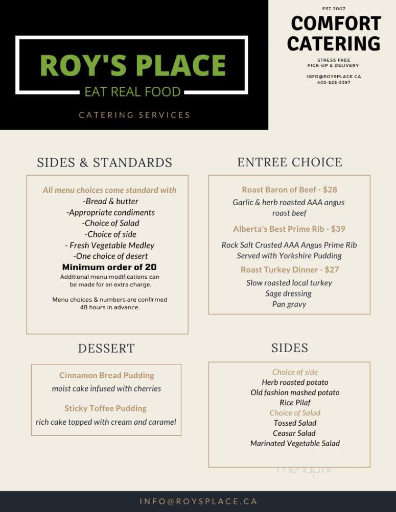 Roy's Place Restaurant - Claresholm, AB menu_pic
