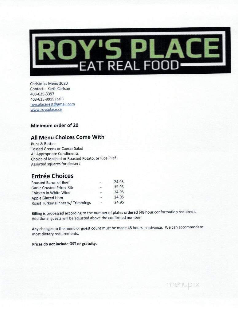 Roy's Place Restaurant - Claresholm, AB