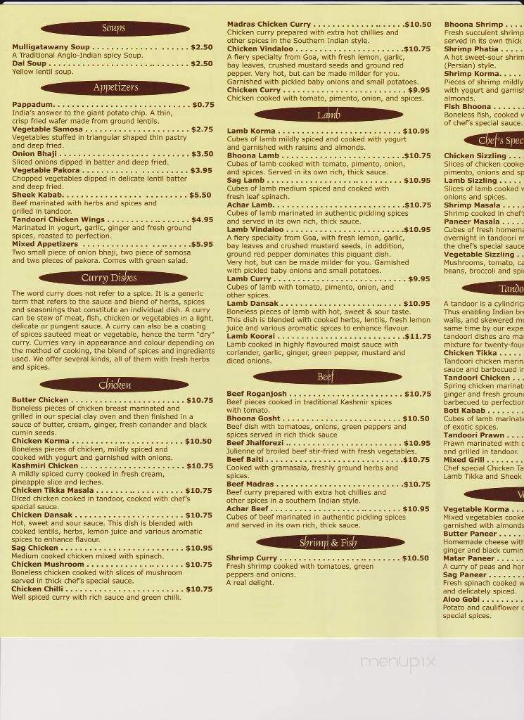 Shehnai Restaurant - Hamilton, ON menu_pic