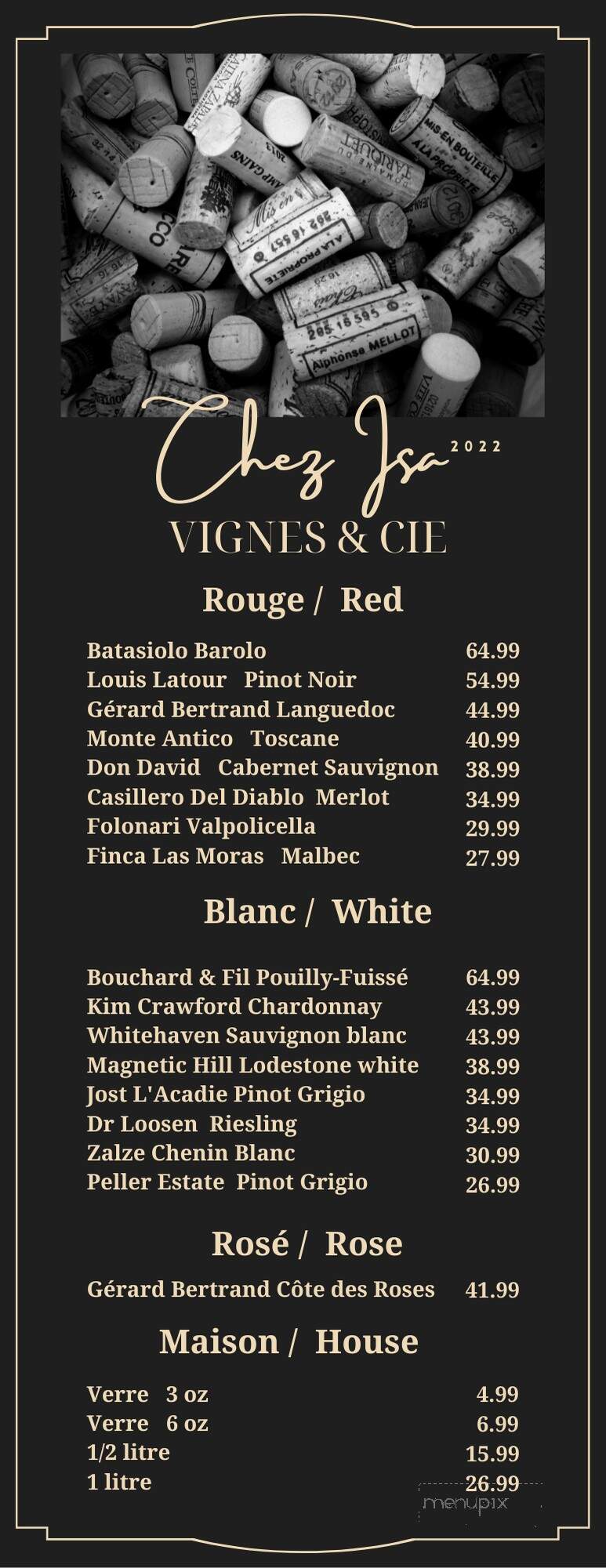 Resto Chez Isa - Bertrand, NB menu_pic