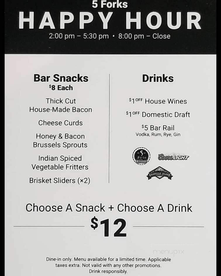 5 Forks - Thunder Bay, ON menu_pic