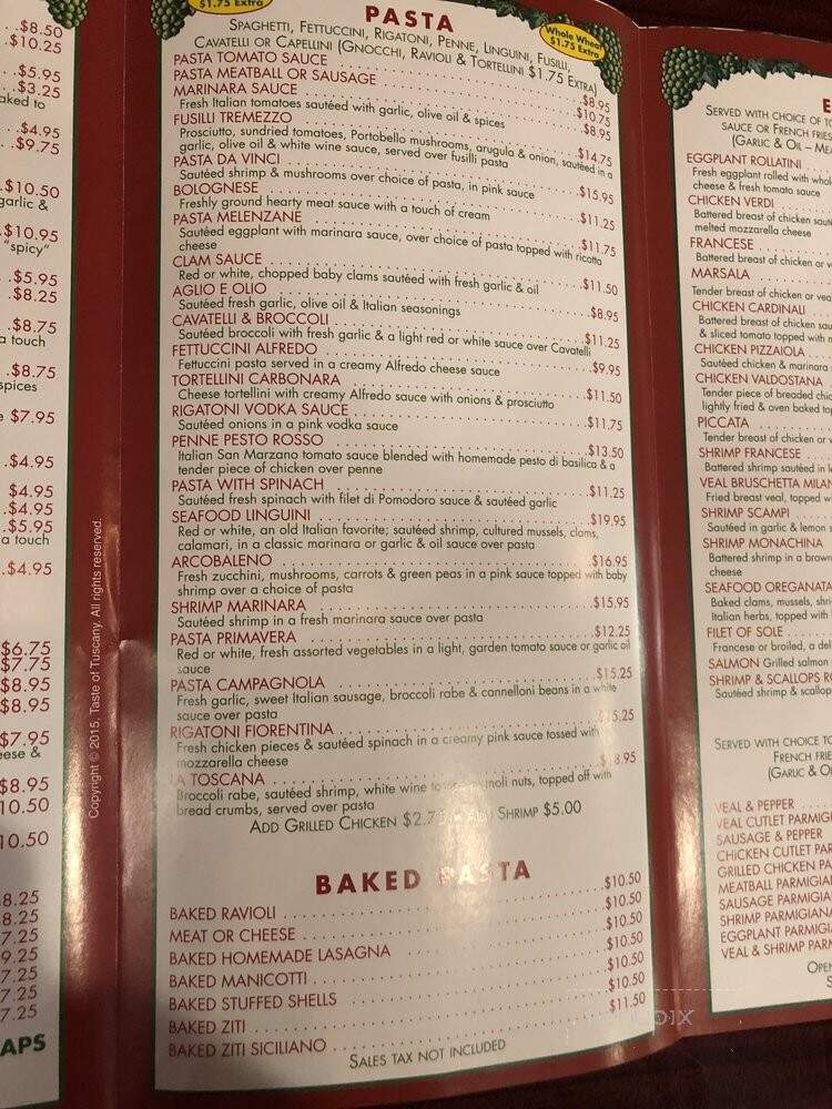 Taste Of Tuscany - Clifton, NJ menu_pic