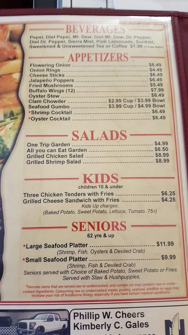 Jerome's Steak & Seafood - South Brunswick, NC menu_pic