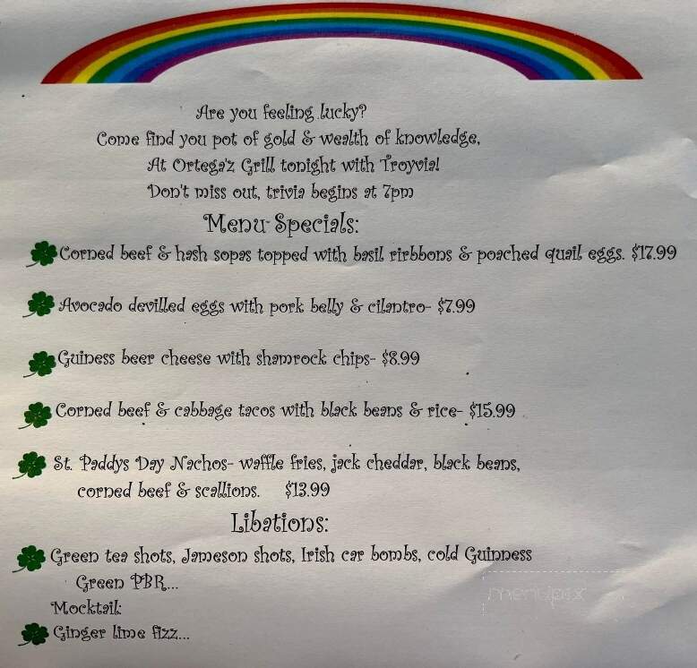Ortegaz - Manteo, NC menu_pic