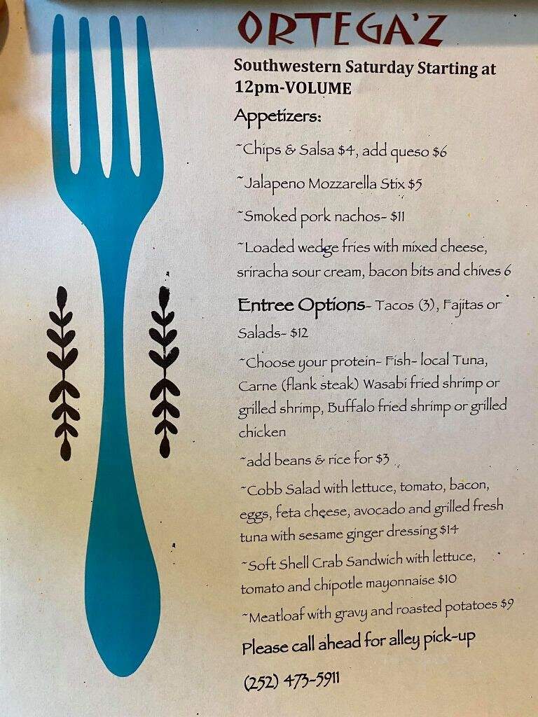 Ortegaz - Manteo, NC menu_pic