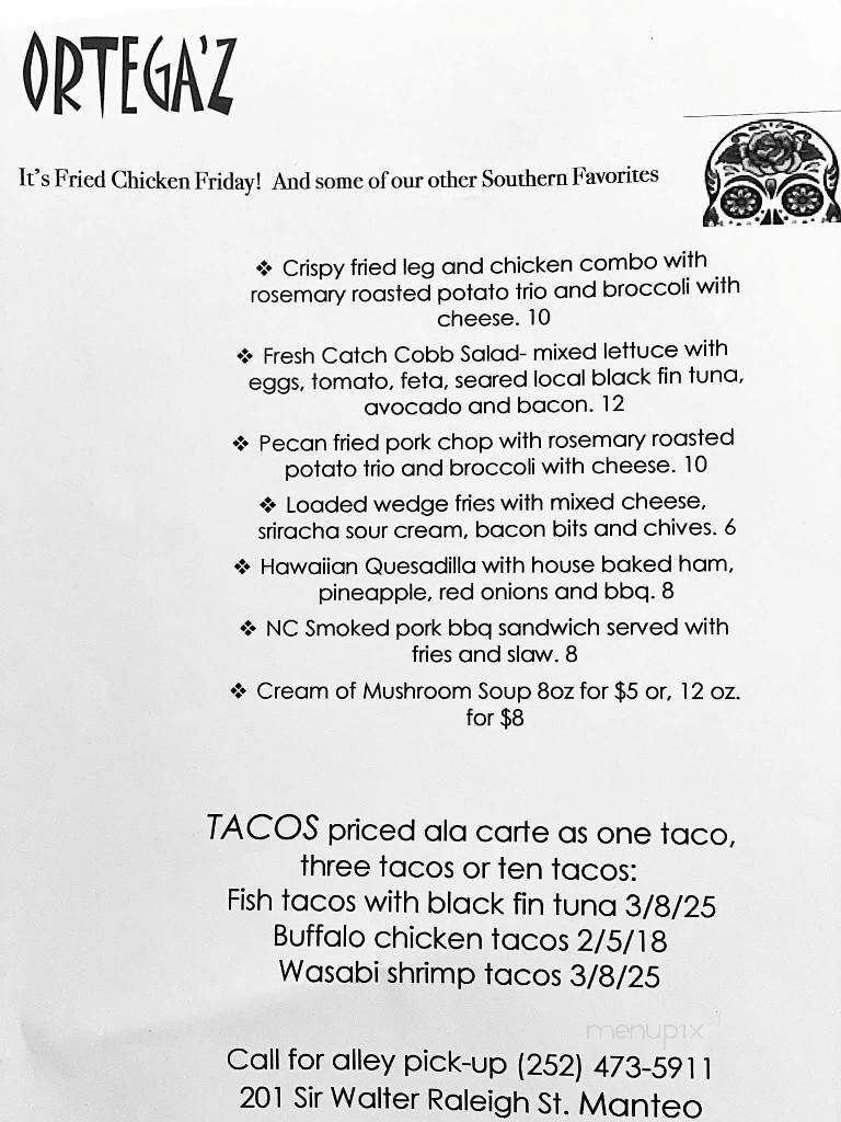 Ortegaz - Manteo, NC menu_pic