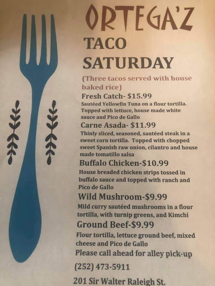 Ortegaz - Manteo, NC menu_pic