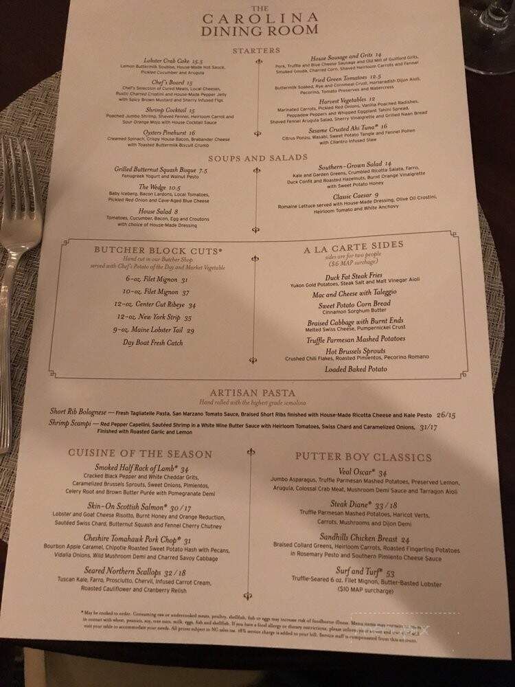 Carolina Dining Room - Pinehurst, NC menu_pic
