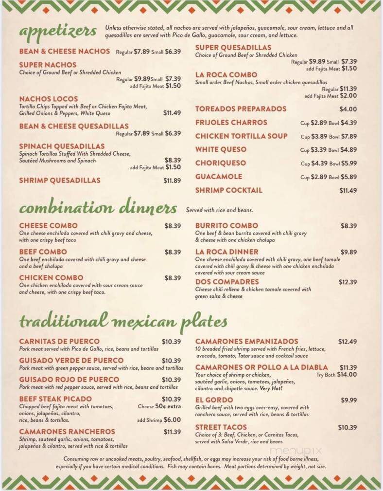 La Roca - Marietta, OK menu_pic