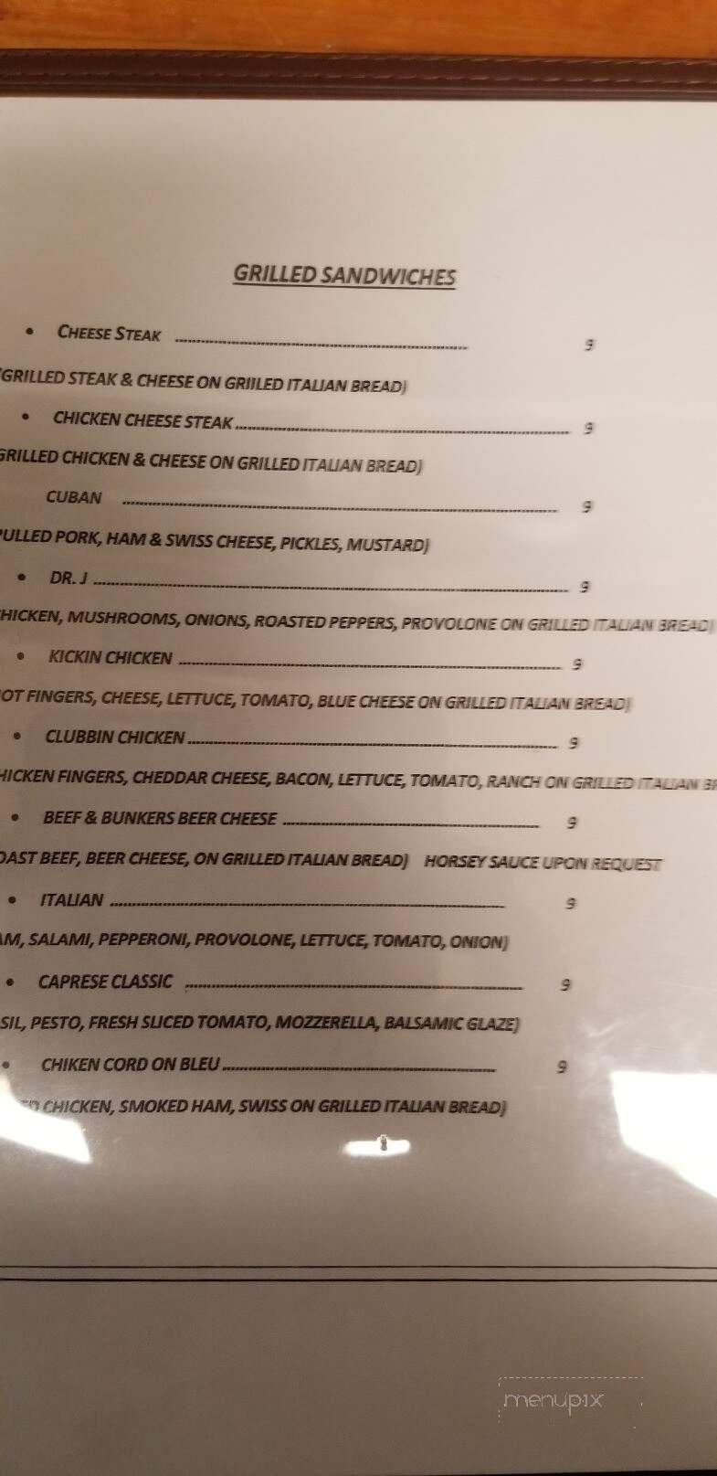 Bunkers Bar & Restaurant - Hazleton, PA menu_pic