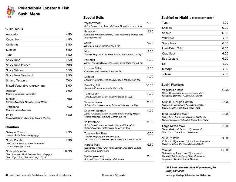 Philadelphia Lobster & Fish - Ardmore, PA menu_pic