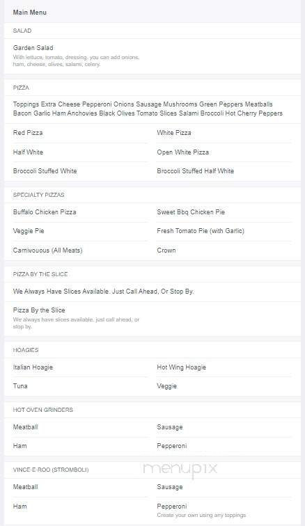 Vince The Pizza Prince - Scranton, PA menu_pic