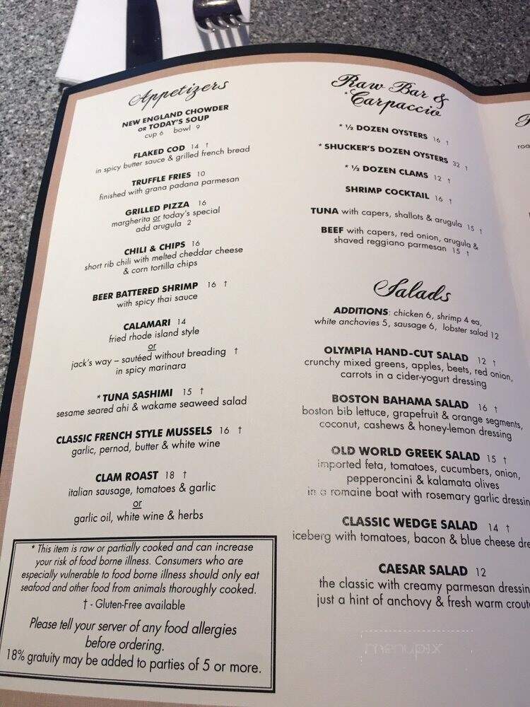 Olympia Tea Room - Westerly, RI menu_pic