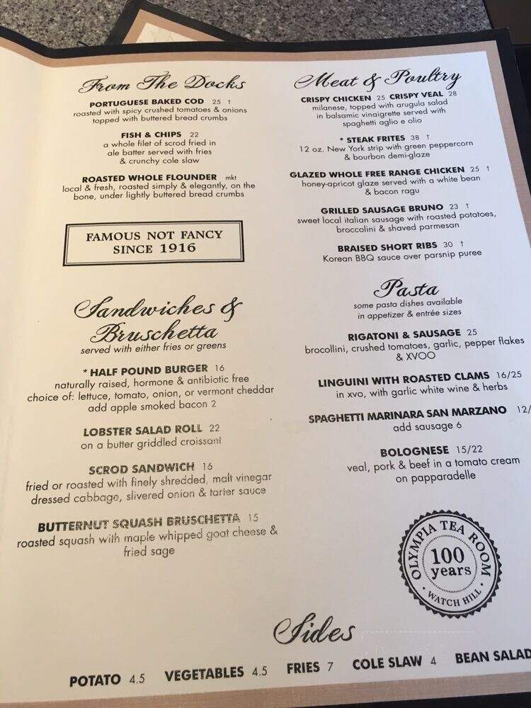 Olympia Tea Room - Westerly, RI menu_pic