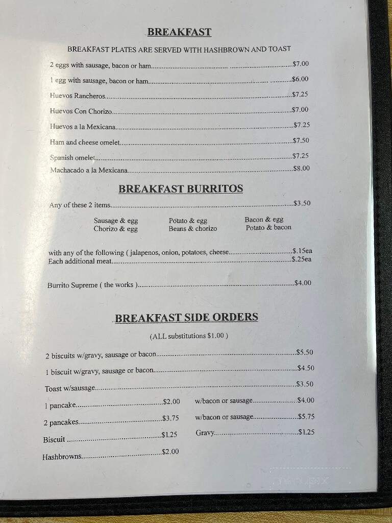 Longhorn Cafe - Hart, TX menu_pic