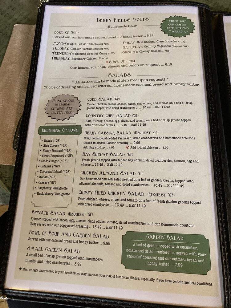 Berry Fields Cafe - Centralia, WA menu_pic