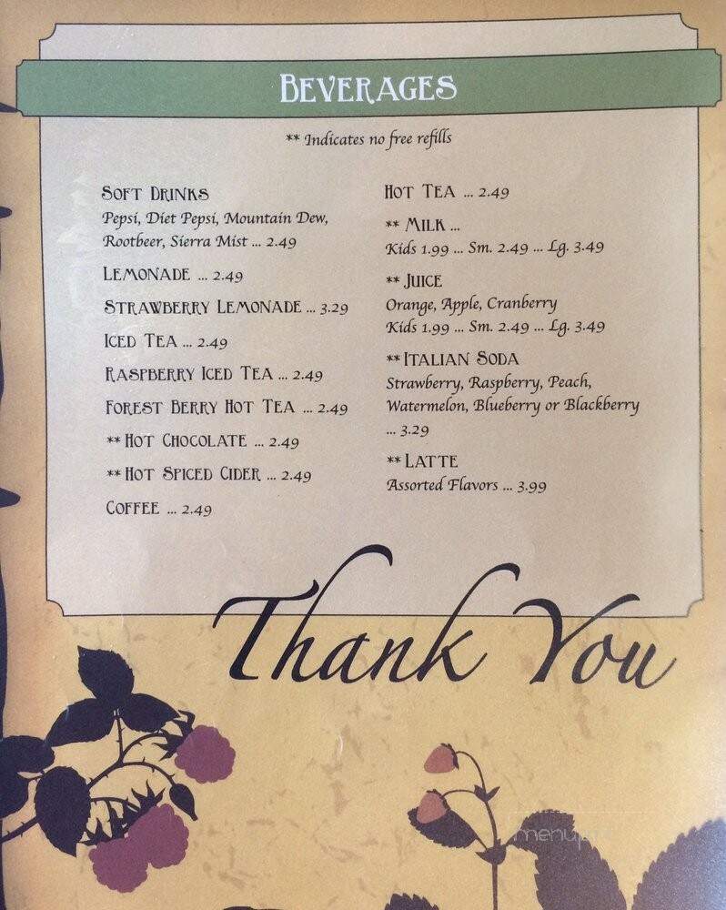Berry Fields Cafe - Centralia, WA menu_pic