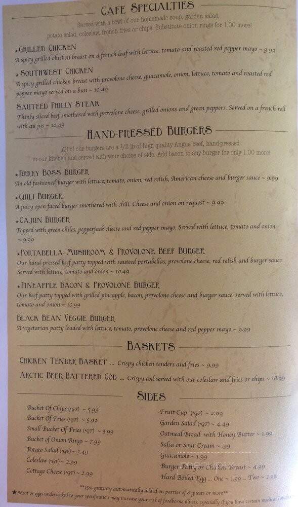 Berry Fields Cafe - Centralia, WA menu_pic
