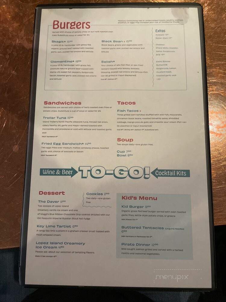 Adrift - Anacortes, WA menu_pic