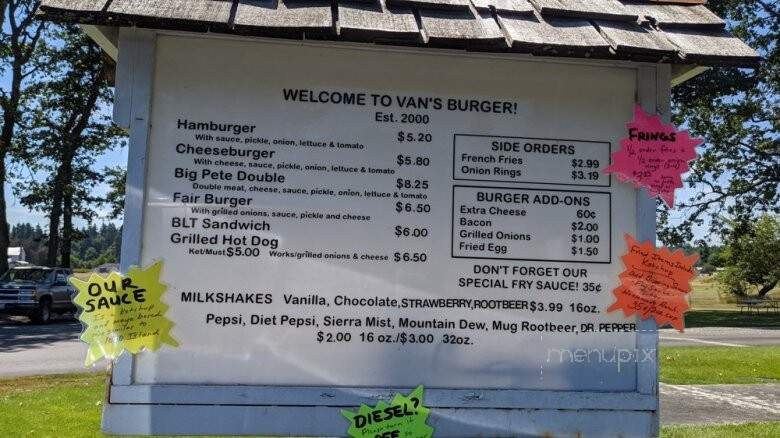 Van's Burger - Olympia, WA menu_pic