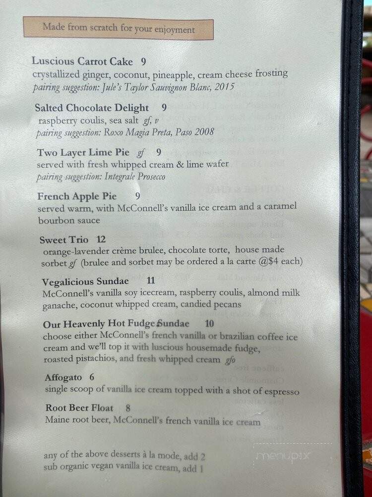 Robin's Restaurant - Cambria, CA menu_pic