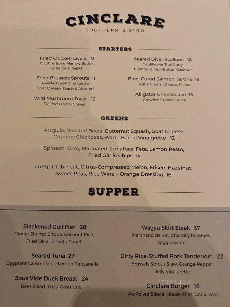 Cinclare - Thibodaux, LA menu_pic