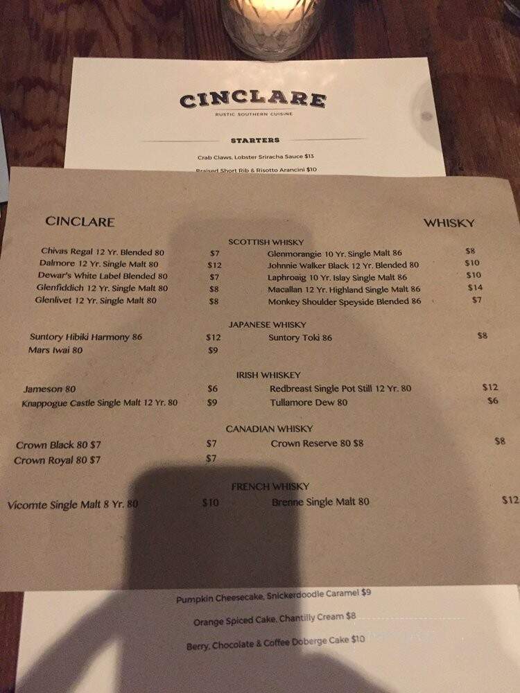 Cinclare - Thibodaux, LA menu_pic