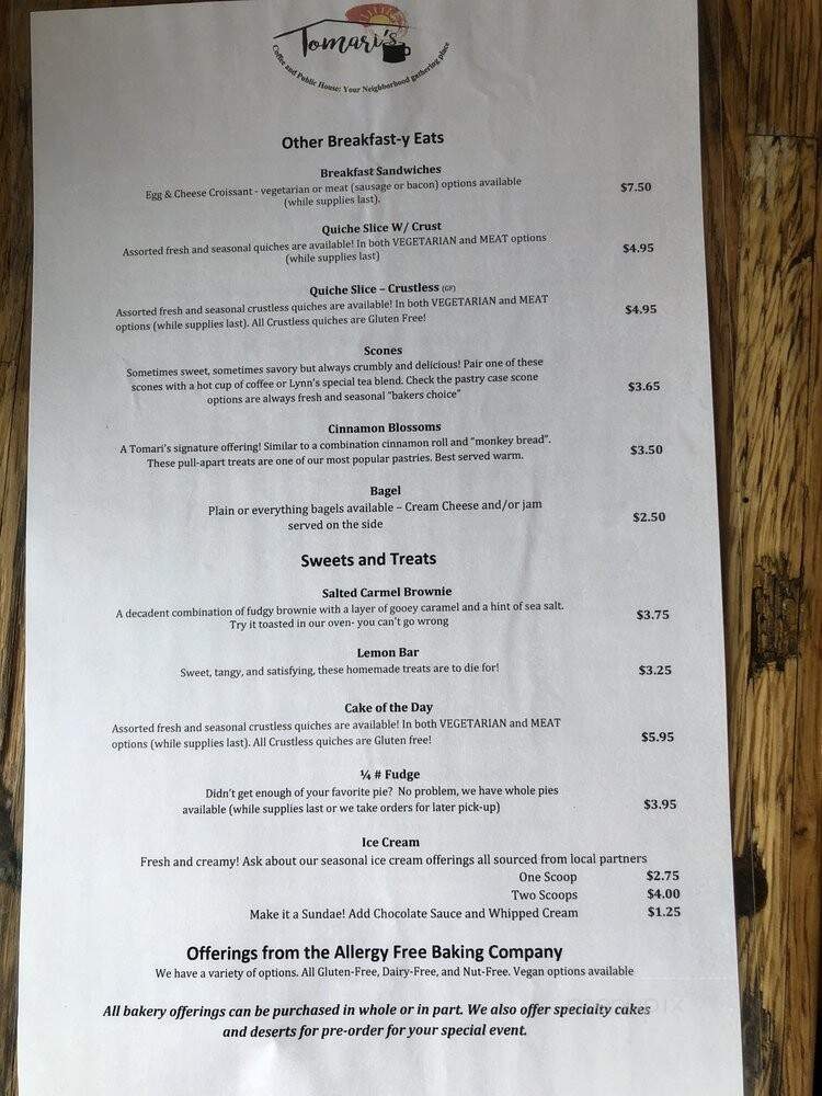 Tomari's - Morrison, CO menu_pic